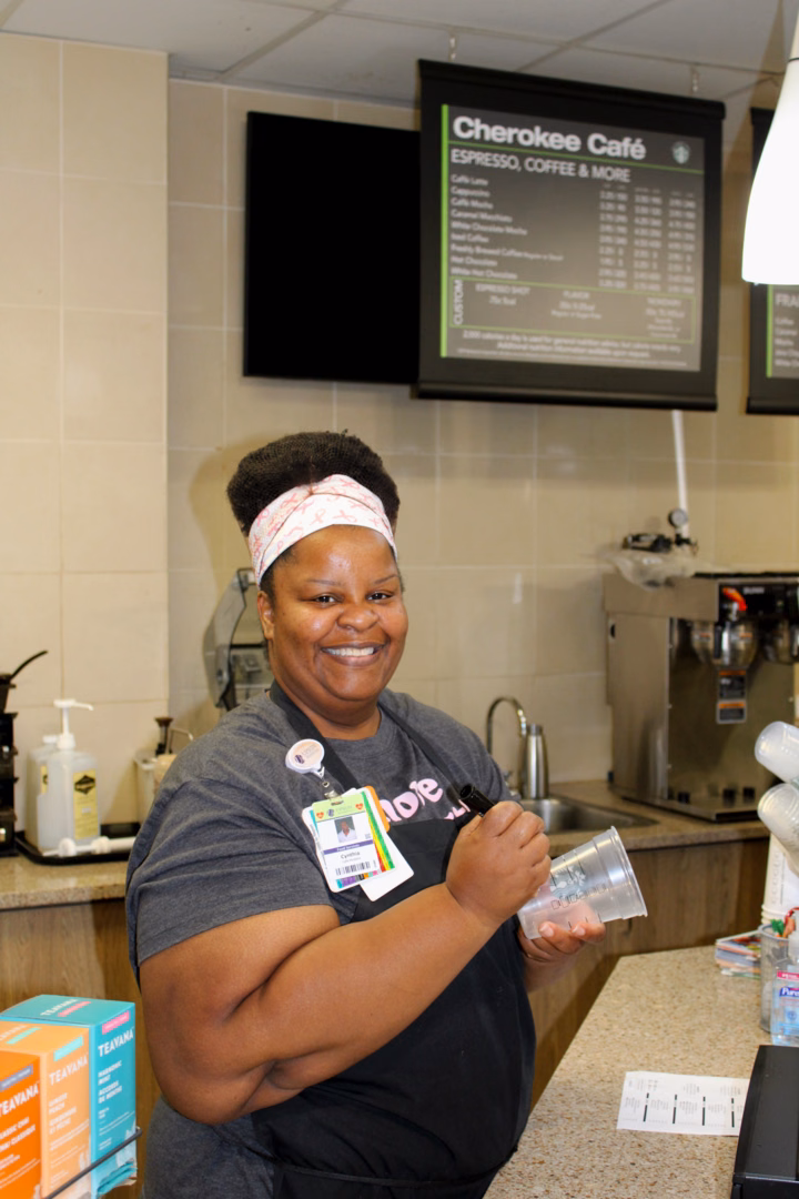 Staff enjoy meals in the hospital cafeteria